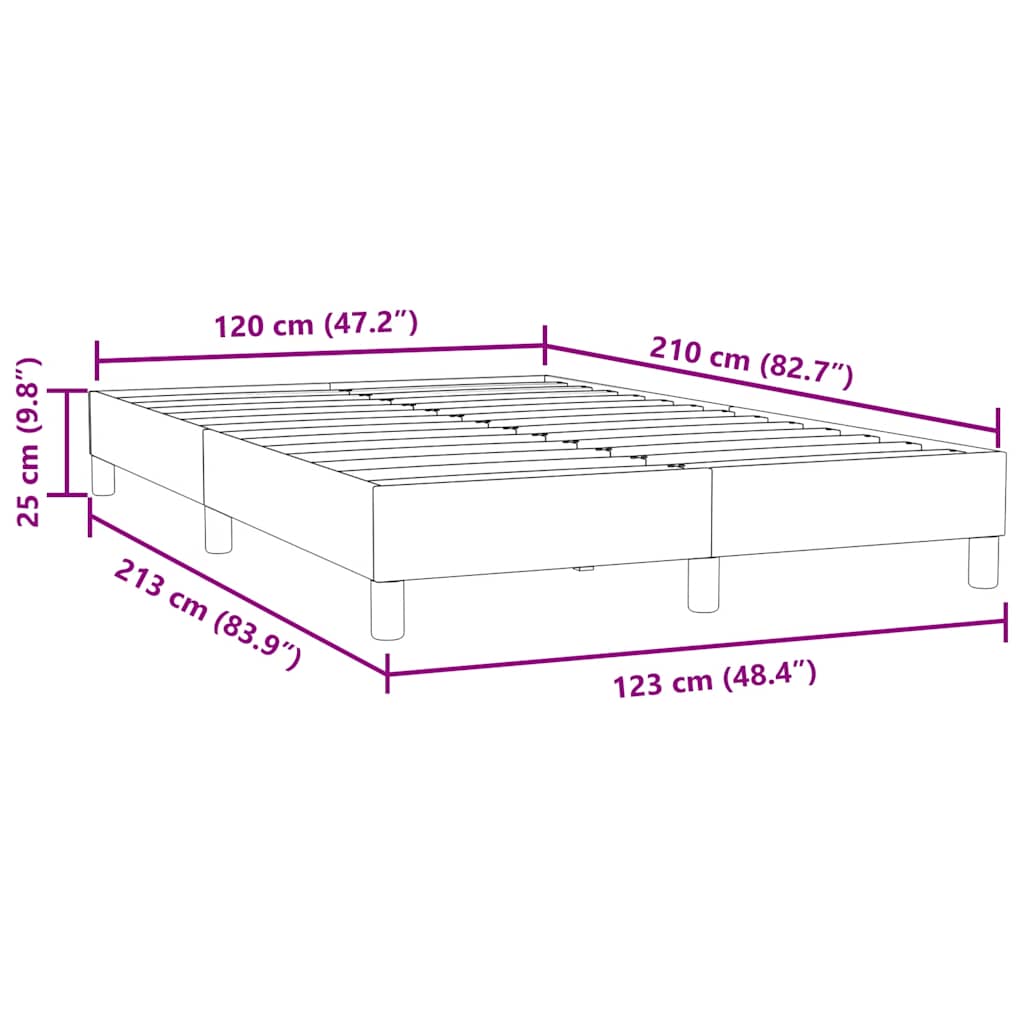 Okvir kreveta bez madraca svijetlo sivi 120x210 cm baršun
