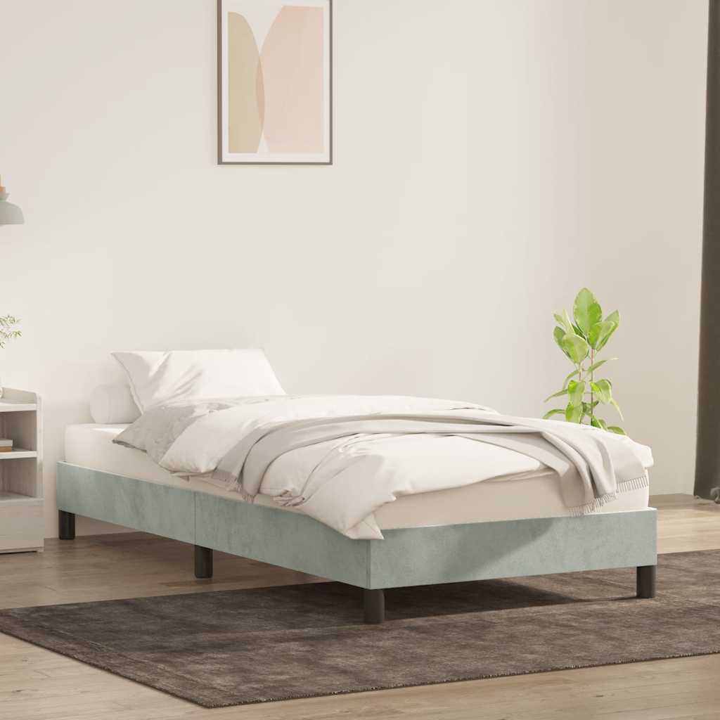 Okvir kreveta bez madraca svijetlo sivi 100x220 cm baršun