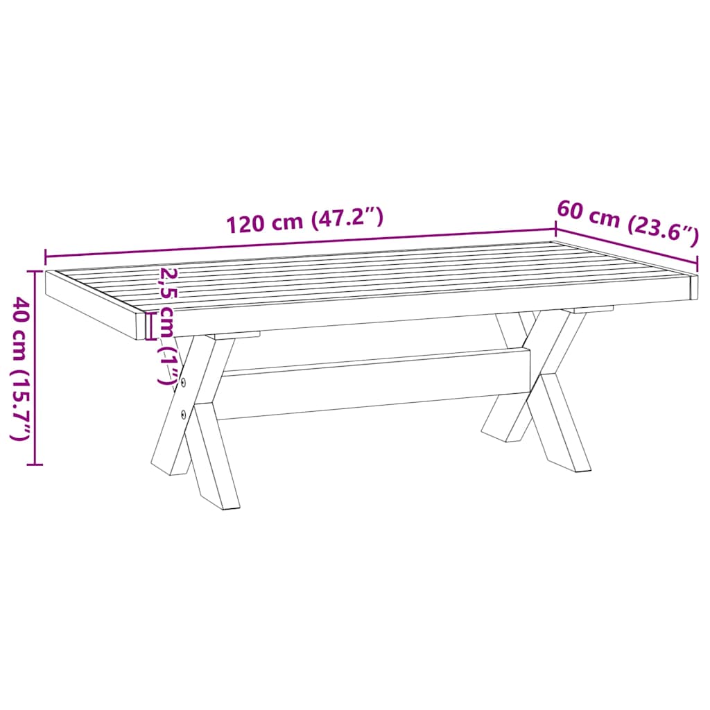 Stol za kavu NOAIN Noge u obliku slova X 120x60x40 cm