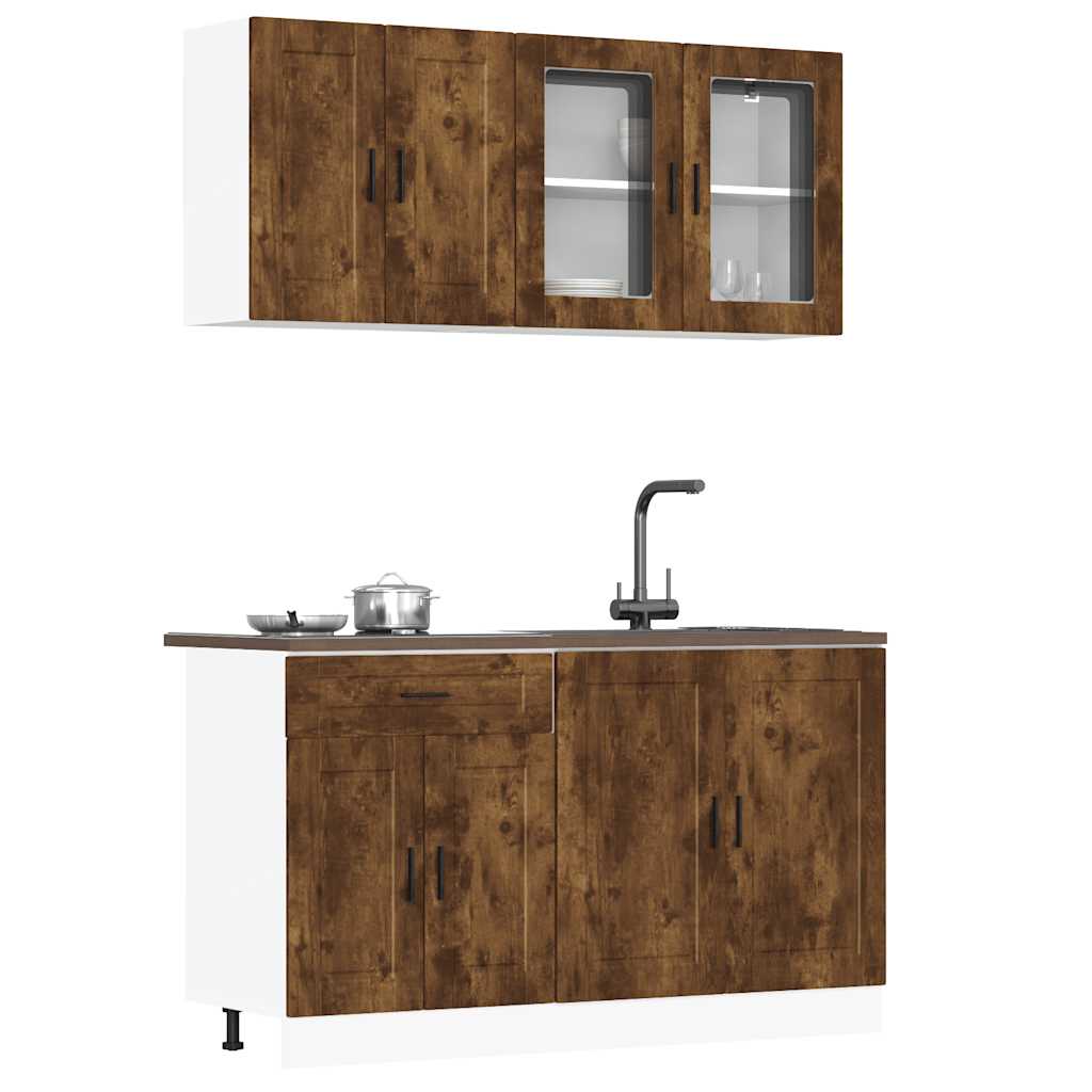Set kuhinjskih ormarića od 4 dijela "Porto" dimljeni hrast, inženjersko drvo