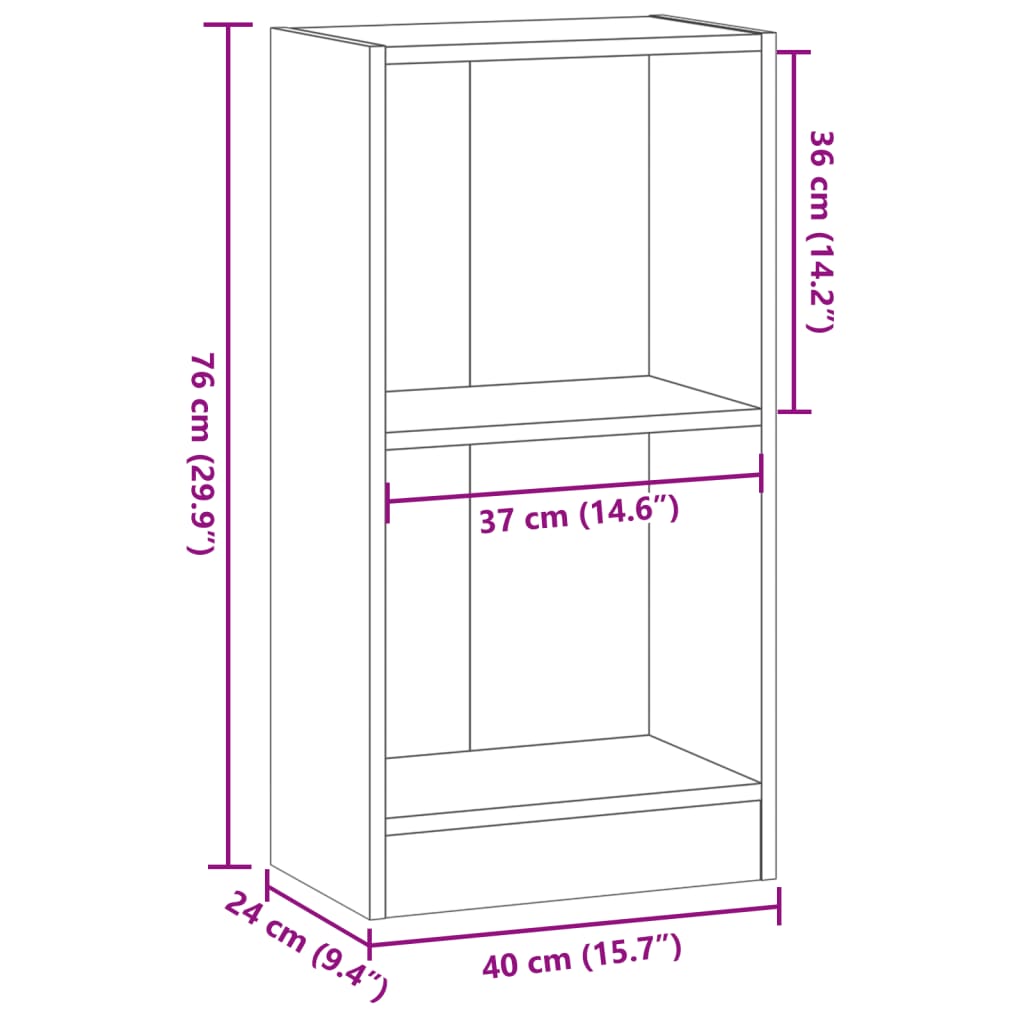 Regal za knjige boja hrasta 40x24x76 cm od konstruiranog drva