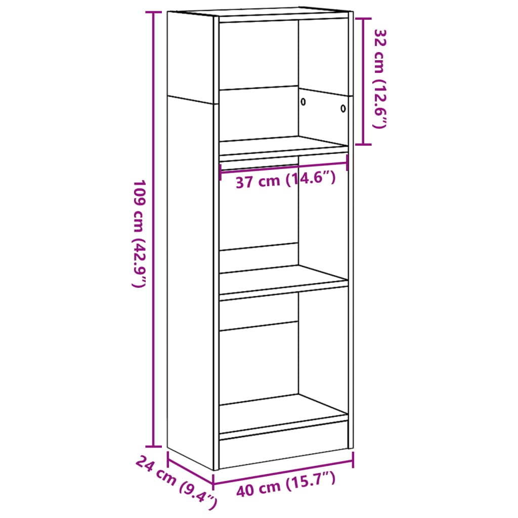 Regal za knjige boja betona 40x24x109 cm konstruirano drvo