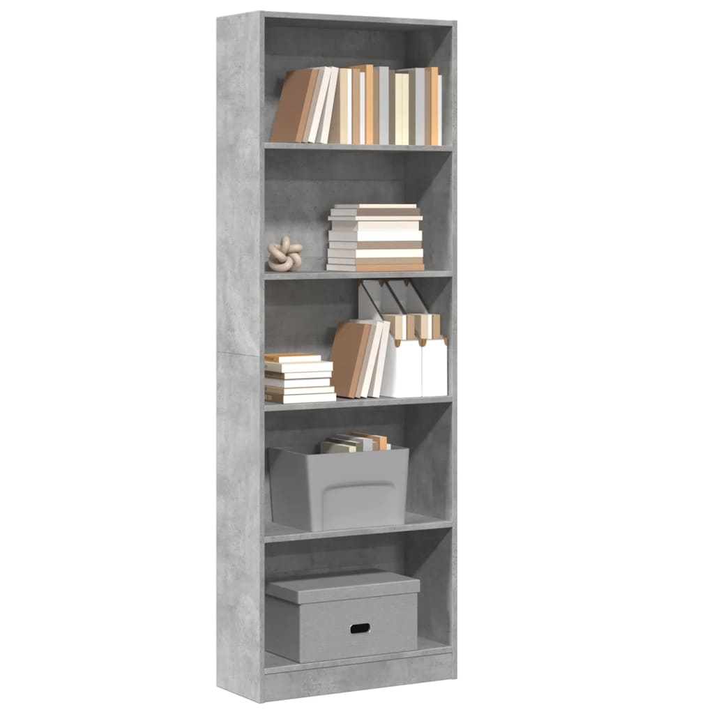 Regal za knjige boja betona 60x24x176 cm konstruirano drvo
