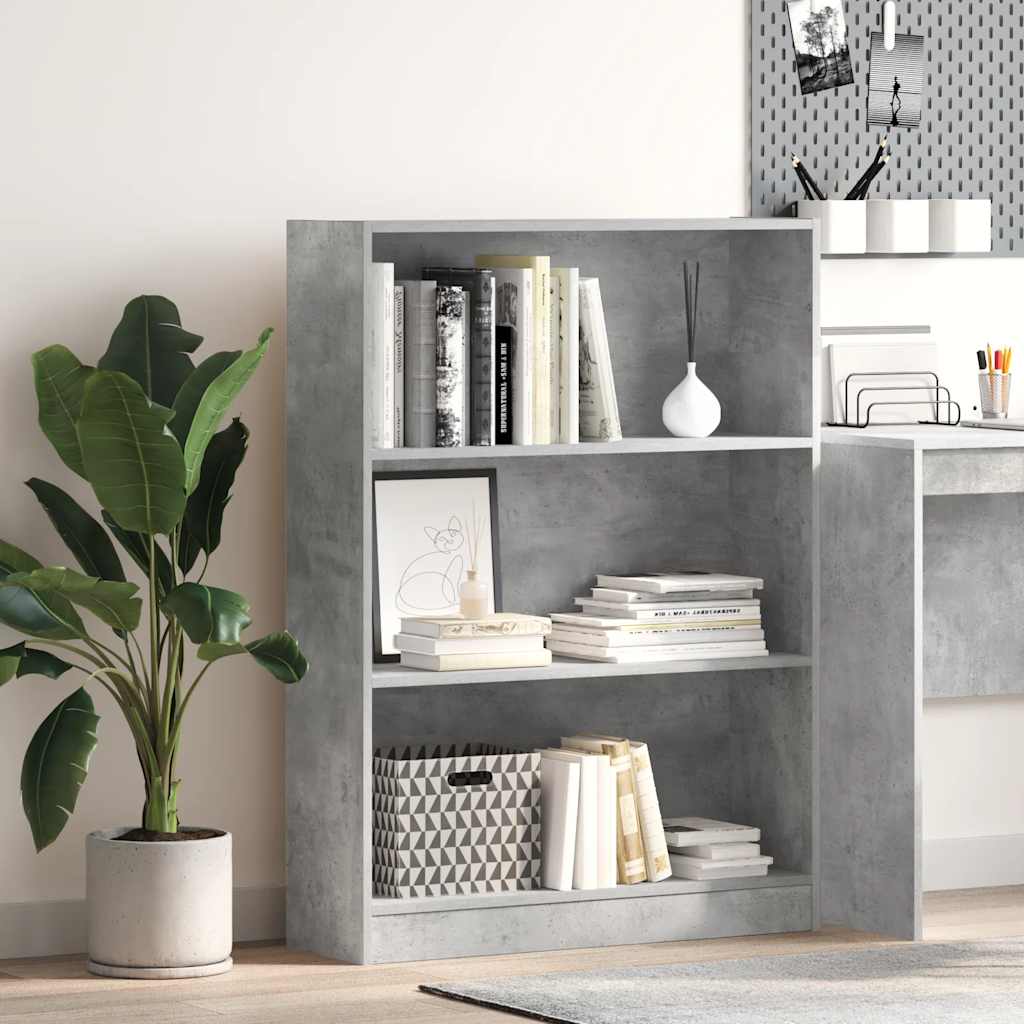 Regal za knjige boja betona 80x24x109 cm konstruirano drvo