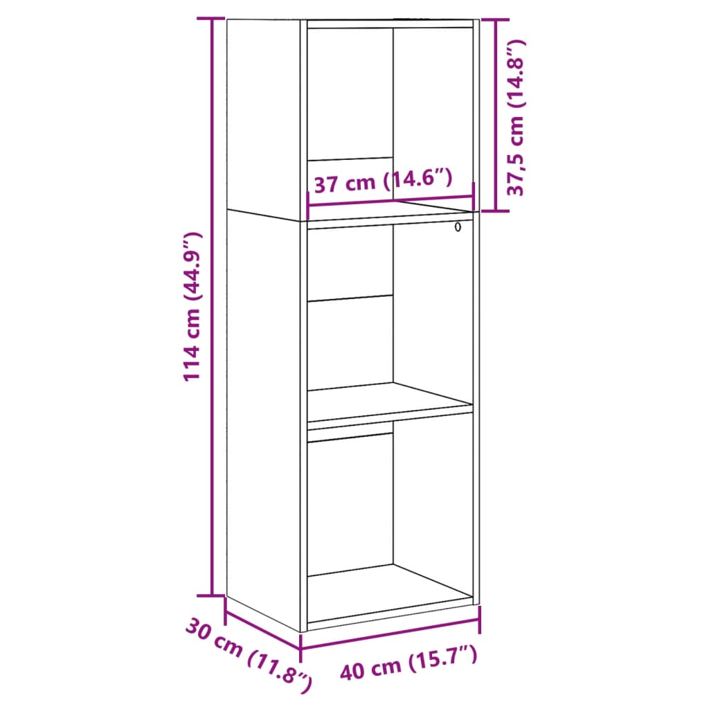 Regal za knjige boja betona 40x30x114 cm konstruirano drvo
