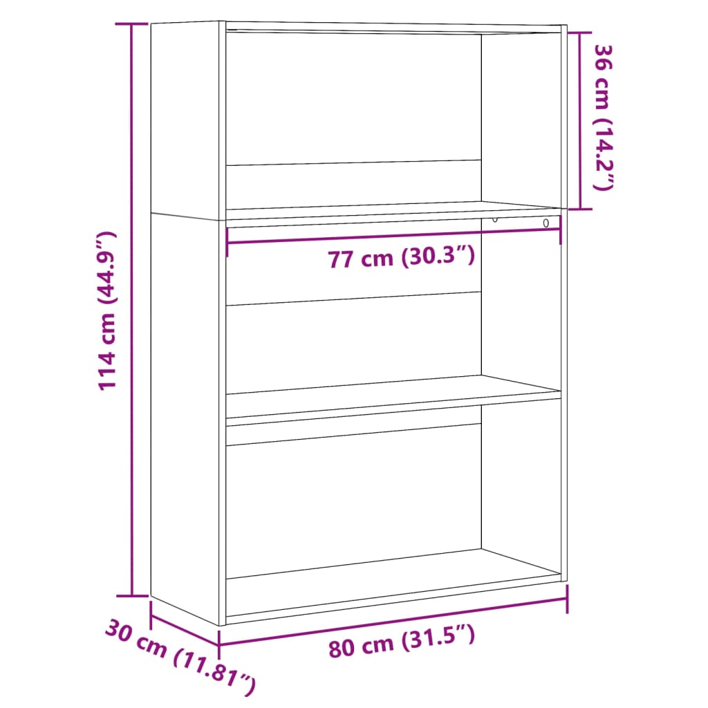Regal za knjige boja hrasta 80x30x114 cm od konstruiranog drva