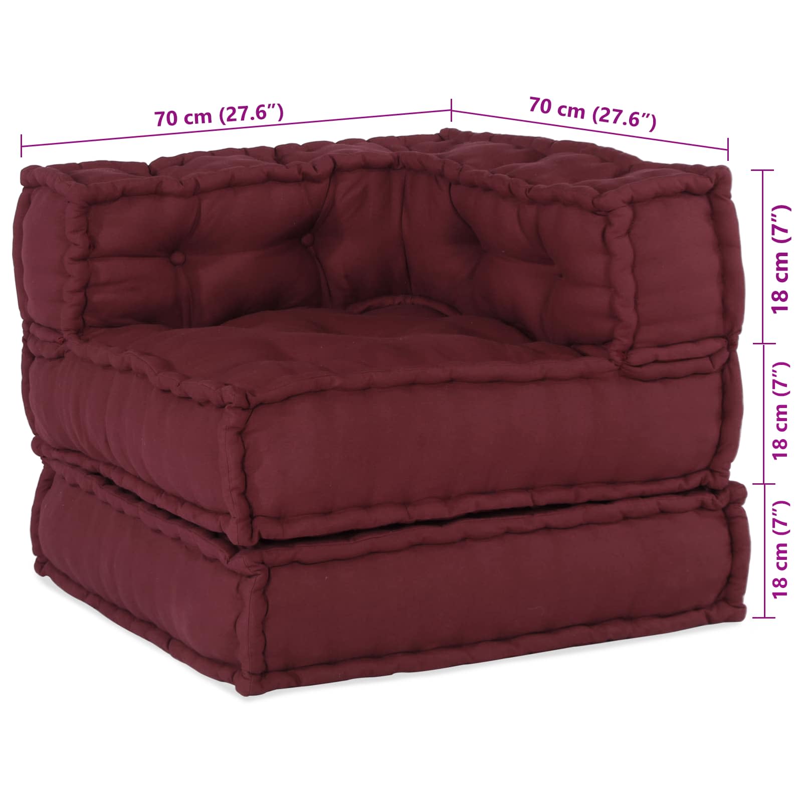 Modularna sofa 3 pcs Bordo Tkanina
