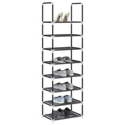 Stalak za cipele 8 nivoa crni 44x28x145 cm netkana tkanina