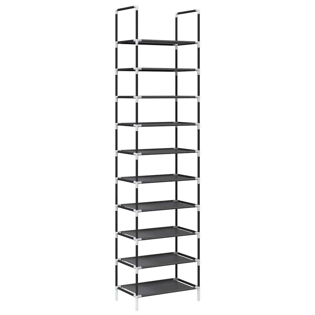 Stalak za cipele 10 razina crni 44x28x180 cm netkana tkanina