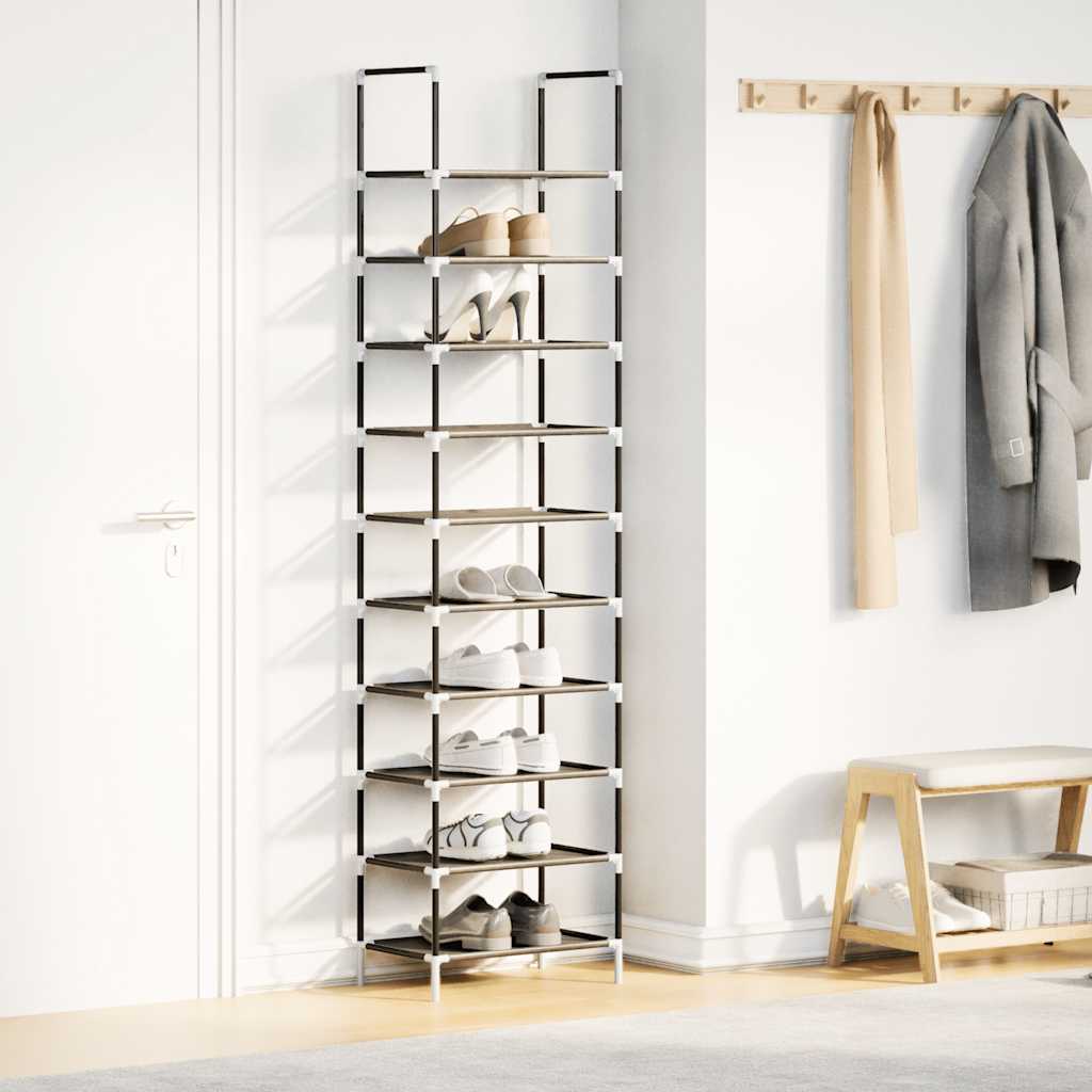 Stalak za cipele 10 razina crni 44x28x180 cm netkana tkanina