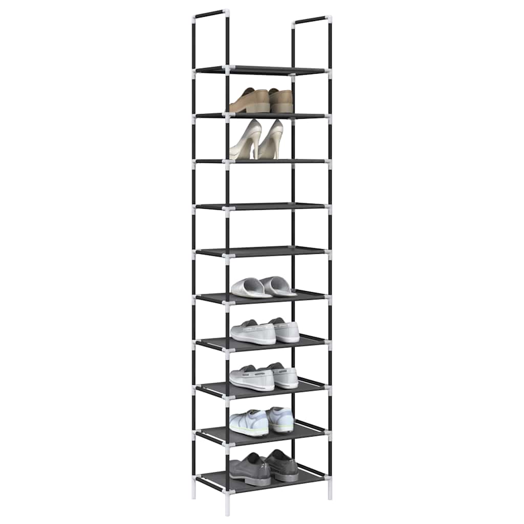 Stalak za cipele 10 razina crni 44x28x180 cm netkana tkanina
