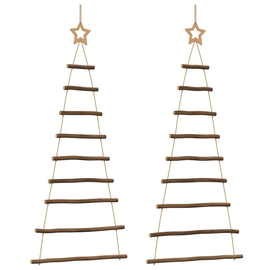 Viseća božićna drvca s vrhom zvijezda 2 kom 55x120 cm prirodne grane