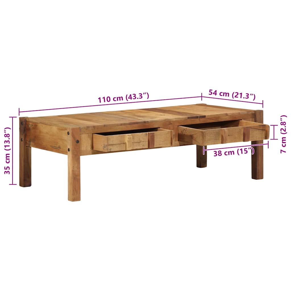 Kava Stol Smeđa 110 x 54 x 35 cm Čvrsto drvo iz reciklaže
