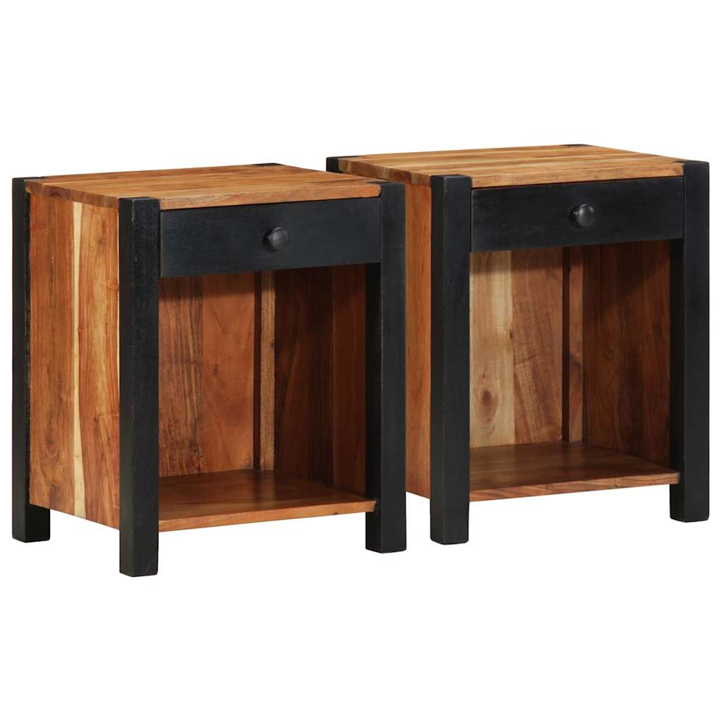 Noćni ormar 2 pcs Smeđa 40 x 35 x 50 cm Čvrsto drvo akacije