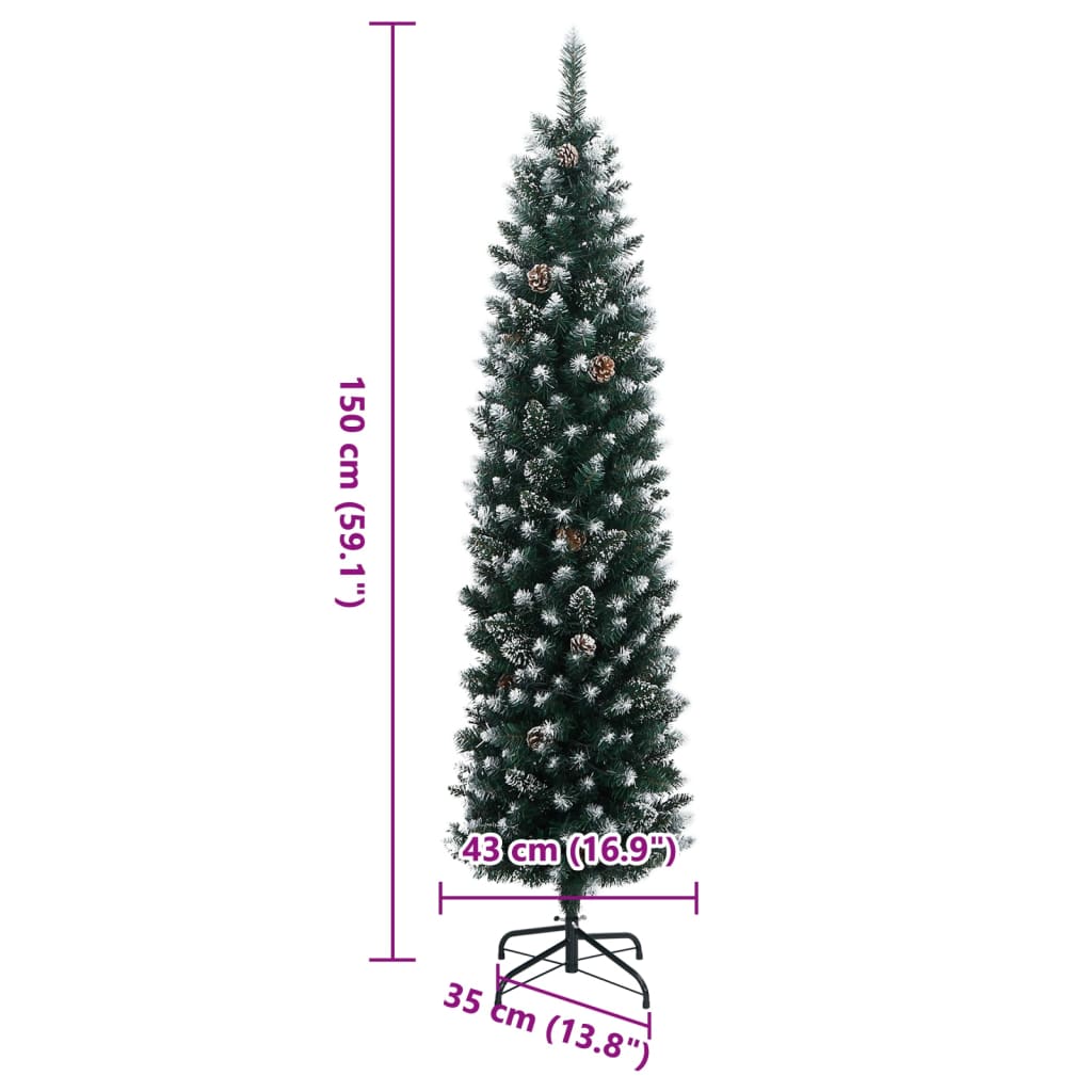 Umjetno tanko božićno drvce sa 150 LED žarulja 150 cm