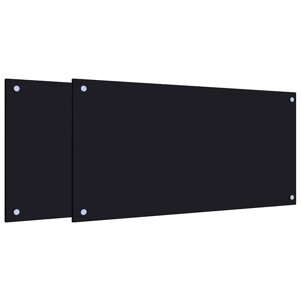 Kuhinjske zaštite od prskanja 2 kom crne 80 x 40 cm staklene