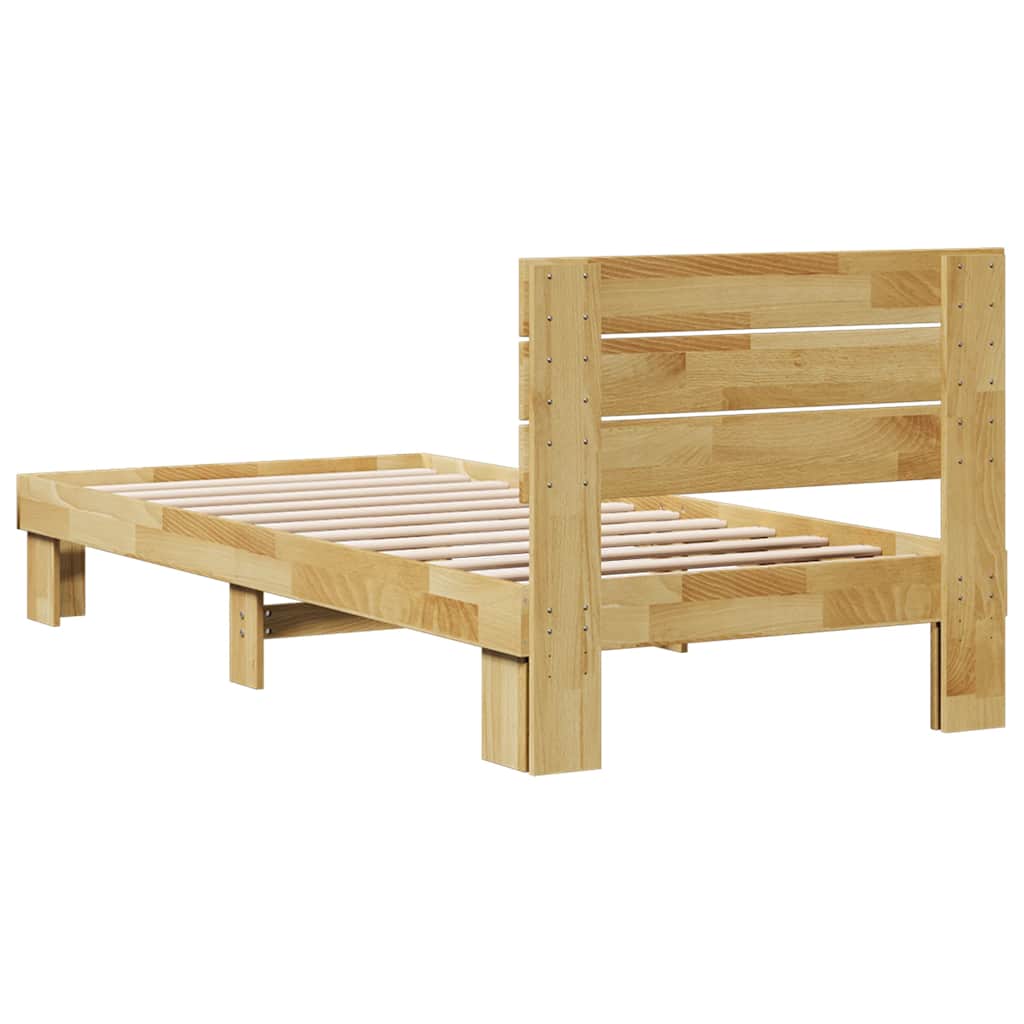 Okvir kreveta uzglavljem bez madraca 75x190 cm puno drvo hrast