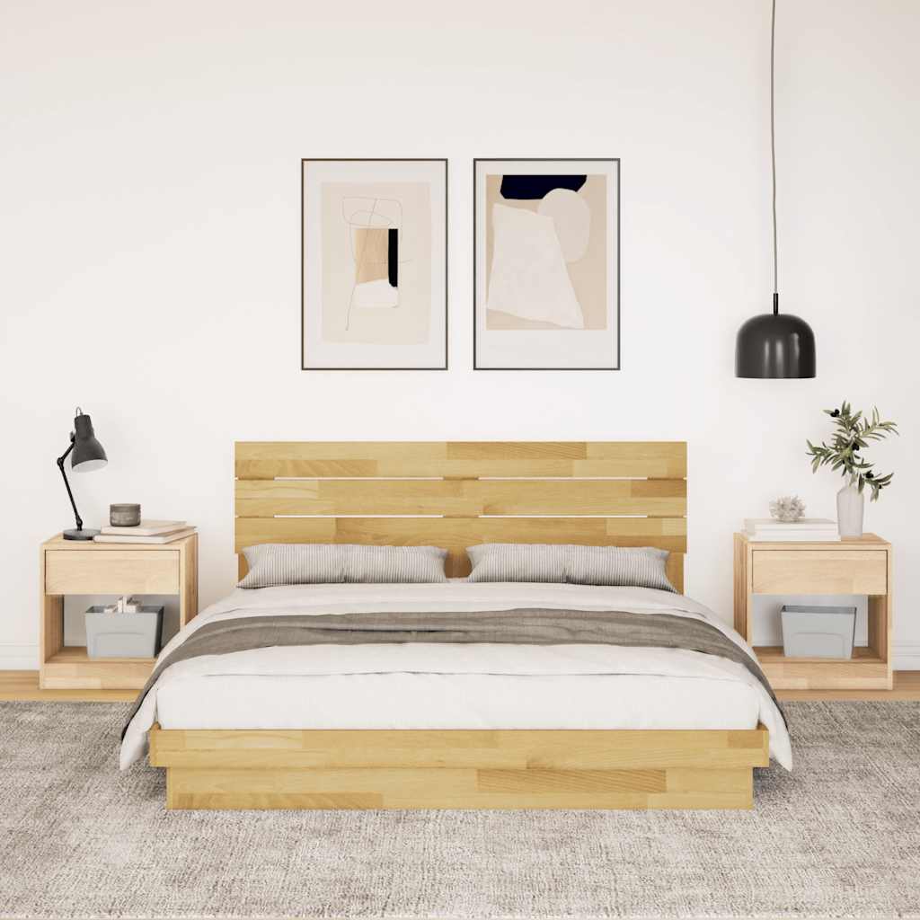 Okvir kreveta uzglavljem bez madraca 150x200 cm puno drvo hrast