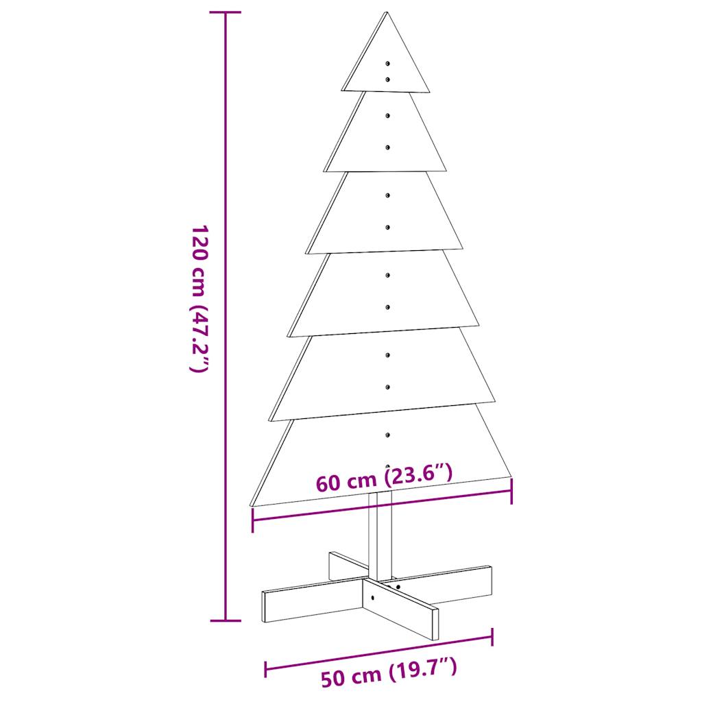 Drveno ukrasno božićno drvce bijelo 120 cm od masivne borovine
