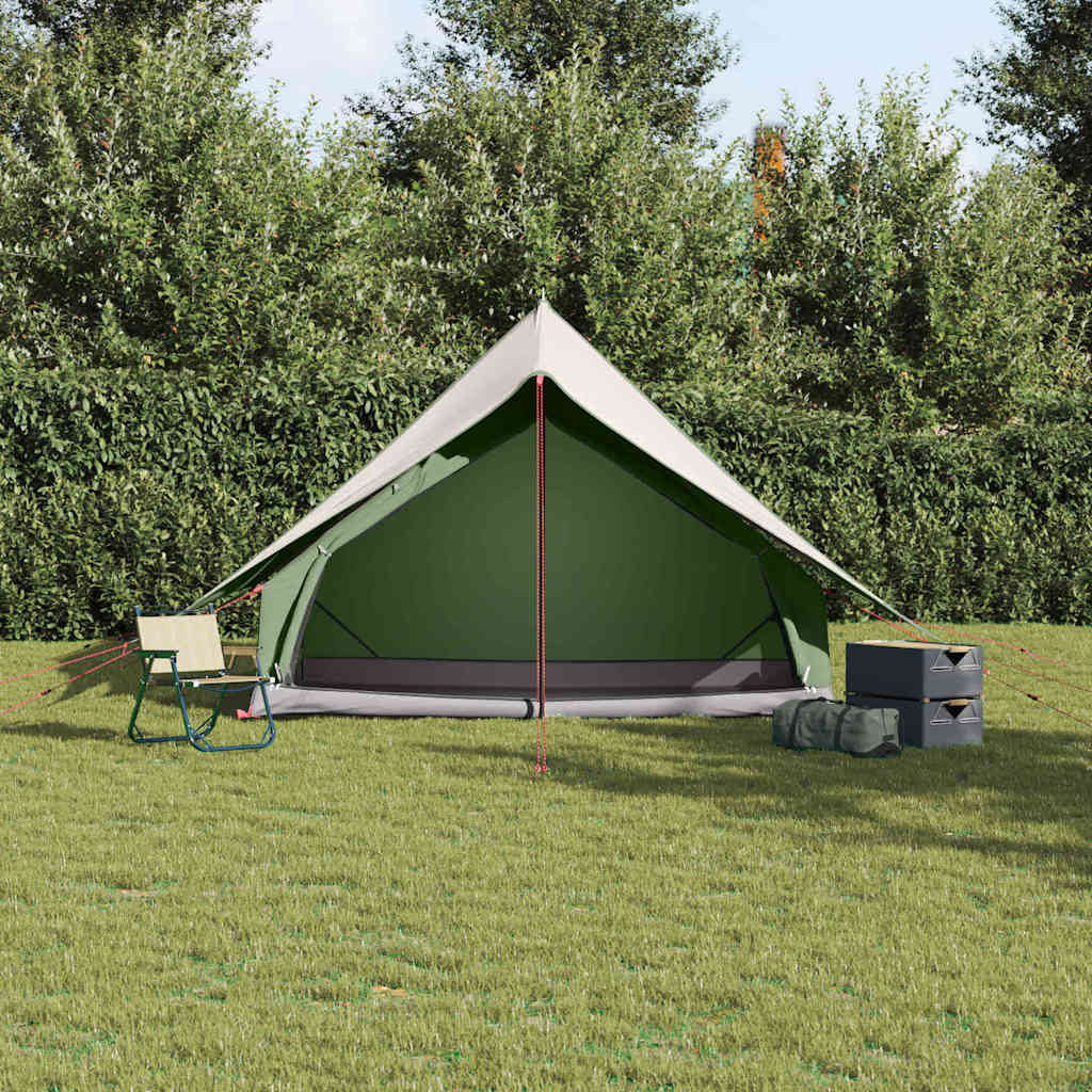 Obiteljski šator s krovom Zelena i bijela 256 x 256 x 185 cm