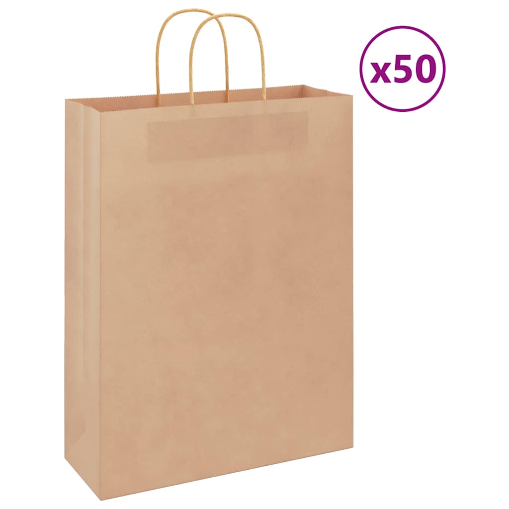 Papirnate vrećice 50 kom s ručkama smeđe 32x12x42 cm