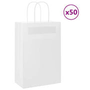 Papirnate vrećice 50 kom s ručkama bijele 21x11x31 cm