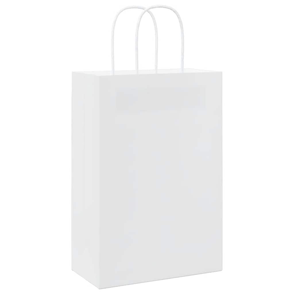 Papirnate vrećice 250 kom s ručkama bijele 21x11x31 cm