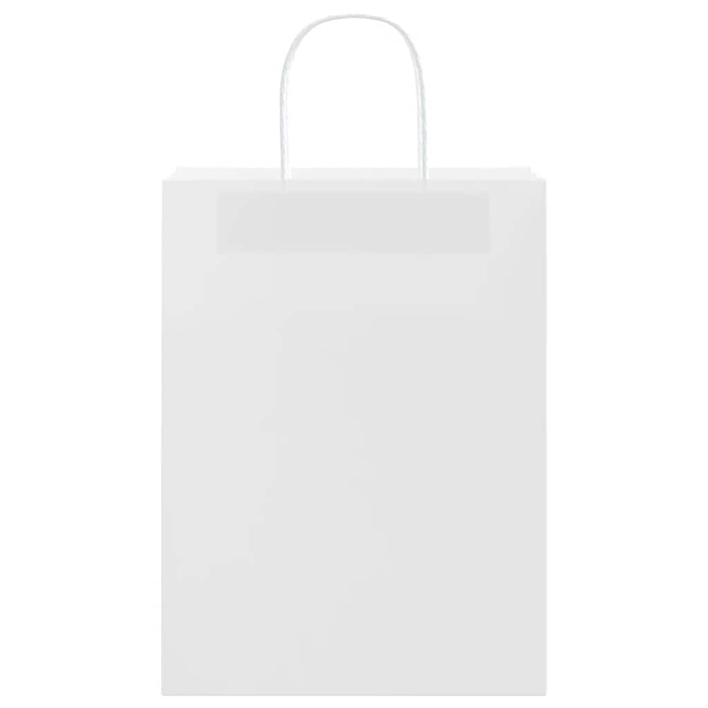 Papirnate vrećice 250 kom s ručkama bijele 26x12x35 cm