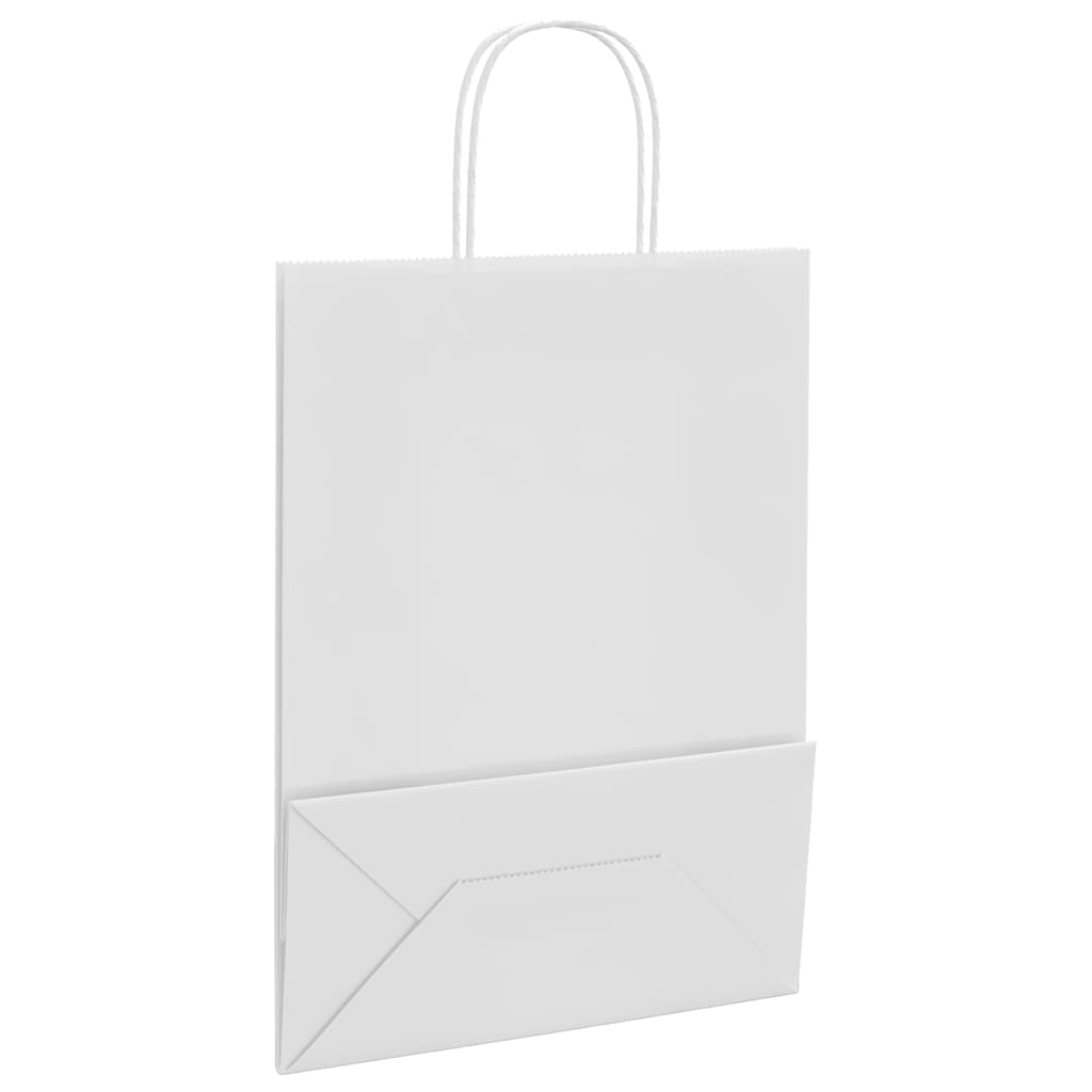 Papirnate vrećice 250 kom s ručkama bijele 26x12x35 cm