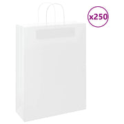 Papirnate vrećice 250 kom s ručkama bijele 32x12x42 cm