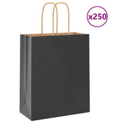 Papirnate vrećice 250 kom s ručkama crne 18x8x22 cm