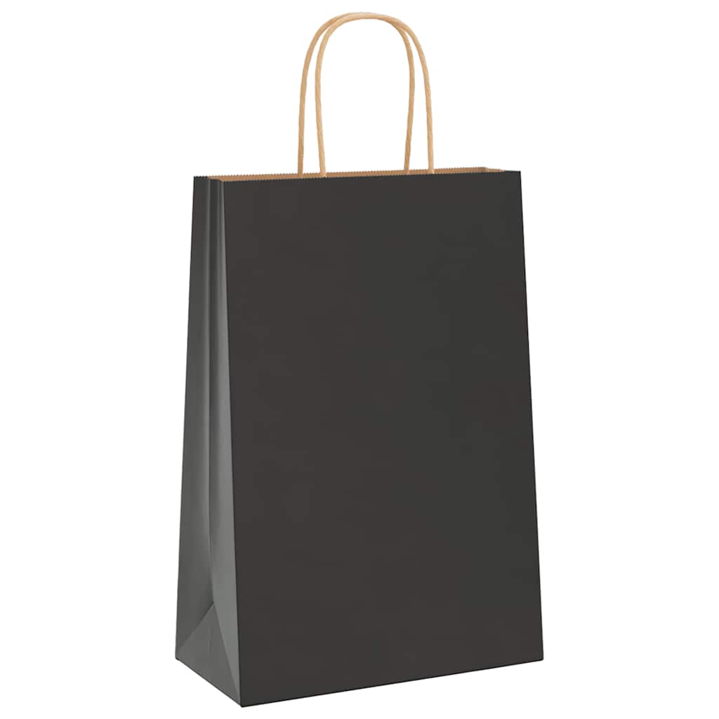 Papirnate vrećice 250 kom s ručkama crne 21x11x31 cm