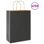 Papirnate vrećice 250 kom s ručkama crne 26x12x35 cm
