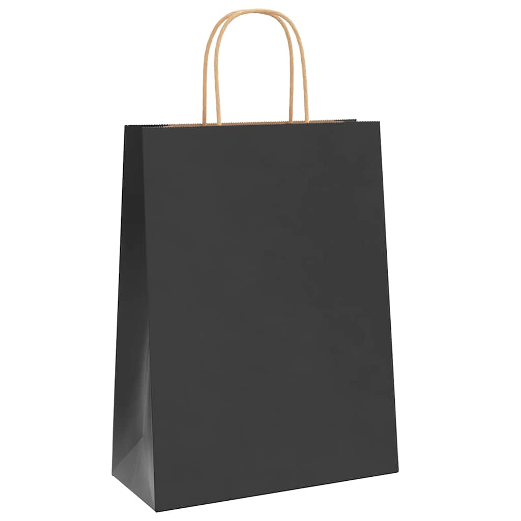 Papirnate vrećice 250 kom s ručkama crne 26x12x35 cm