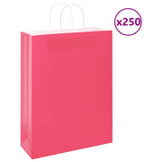 Papirnate vrećice 250 kom s ručkama ružičaste 32x12x42 cm