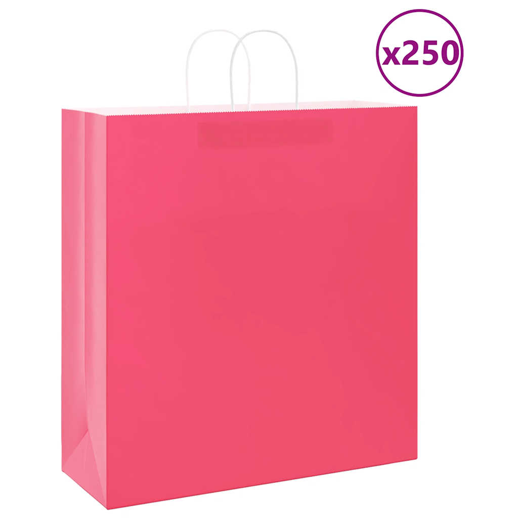 Papirnate vrećice 250 kom s ručkama ružičaste 45x17x48 cm