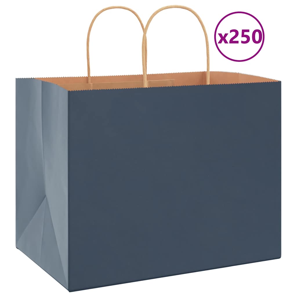 Papirnate vrećice 250 kom s ručkama plave 32x22x24 cm