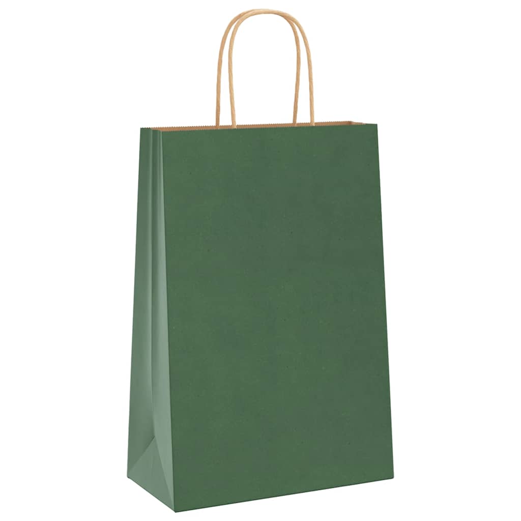 Papirnate vrećice 250 kom s ručkama zelene 21x11x31 cm