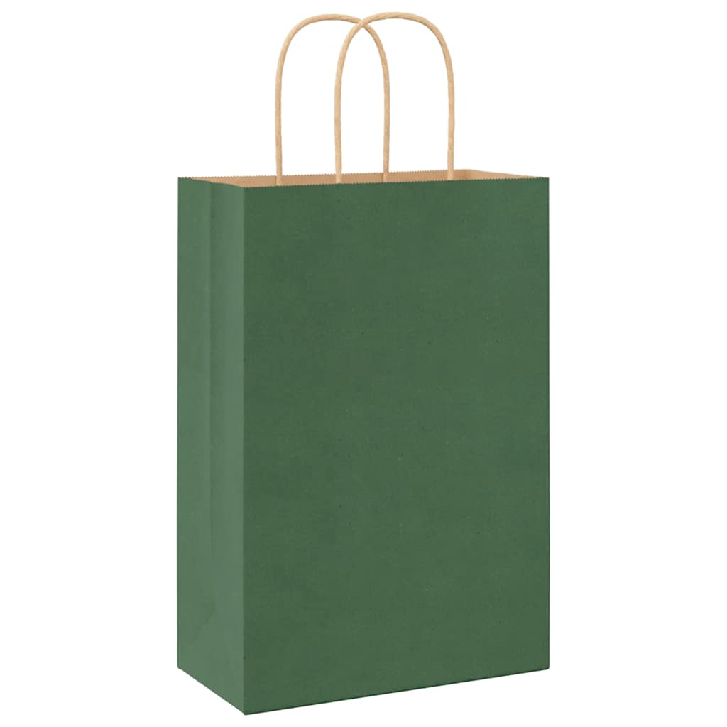 Papirnate vrećice 250 kom s ručkama zelene 21x11x31 cm