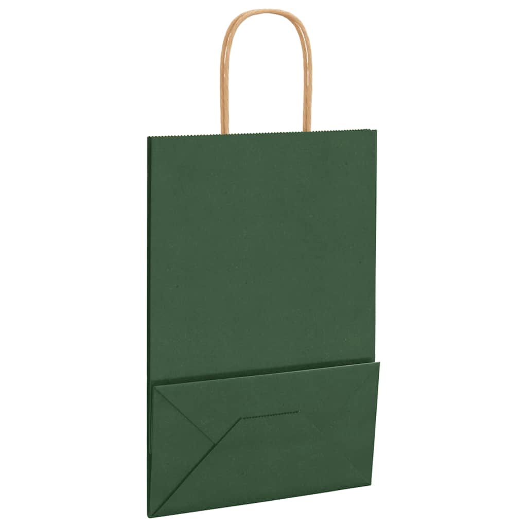 Papirnate vrećice 250 kom s ručkama zelene 21x11x31 cm