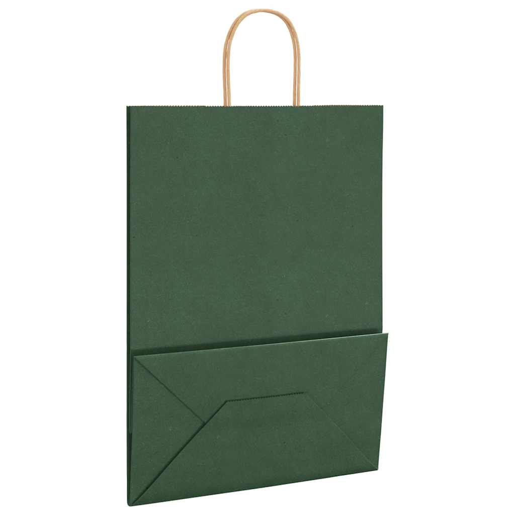 Papirnate vrećice 250 kom s ručkama zelene 32x17x44 cm