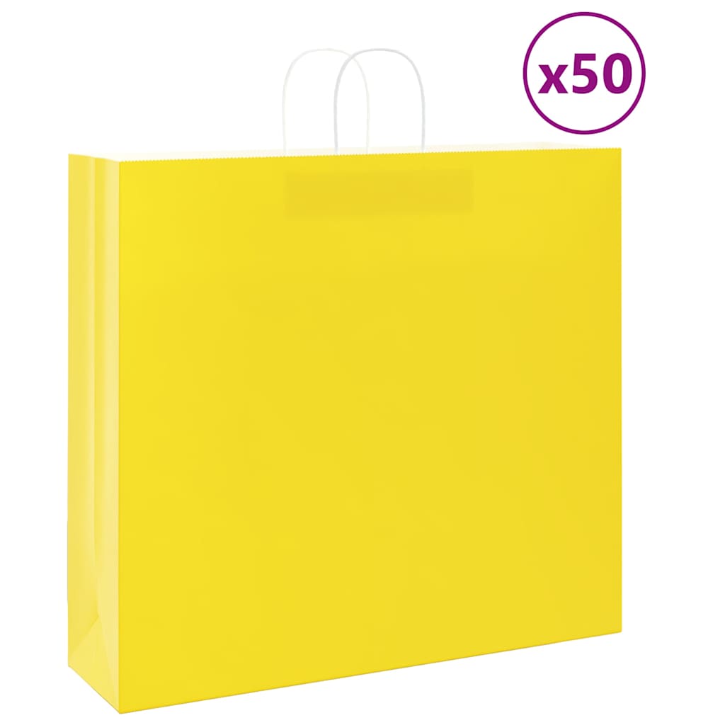 Papirnate vrećice 50 kom s ručkama žute 54x15x49 cm