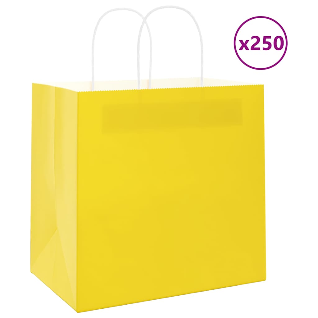 Papirnate vrećice 250 kom s ručkama žute 26x17x25 cm