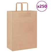 Papirnate vrećice 250 kom s ručkama smeđe 32x17x44 cm