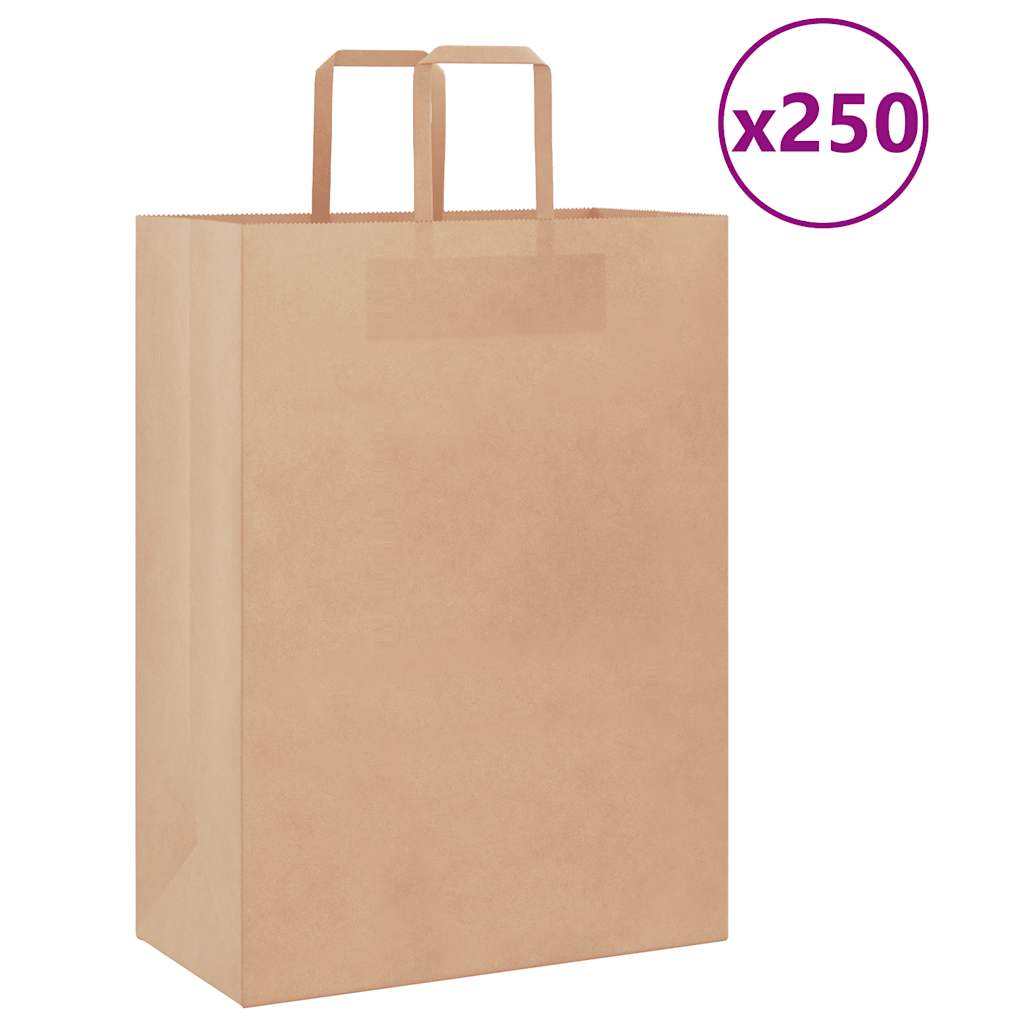 Papirnate vrećice 250 kom s ručkama smeđe 32x17x44 cm