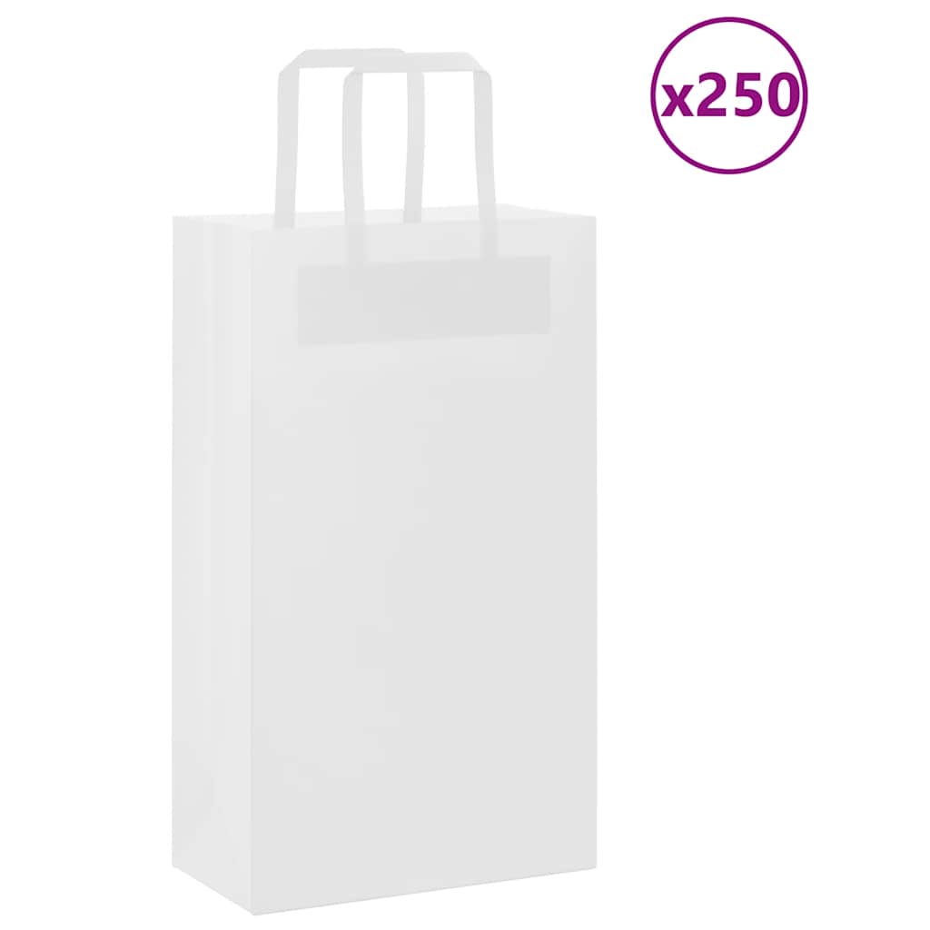 Papirnate vrećice 250 kom s ručkama bijele 21x11x36 cm