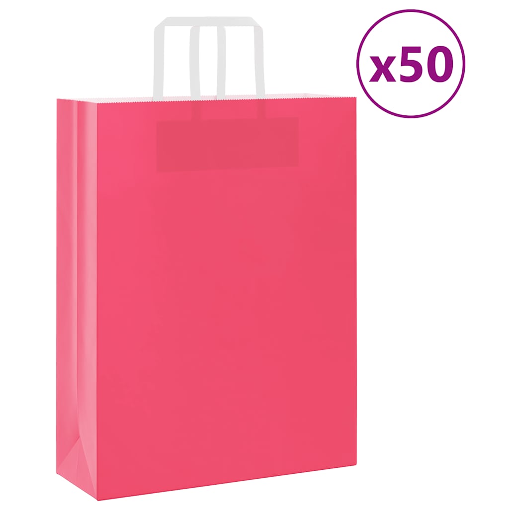 Papirnate vrećice 50 kom s ručkama ružičaste 32x12x42 cm