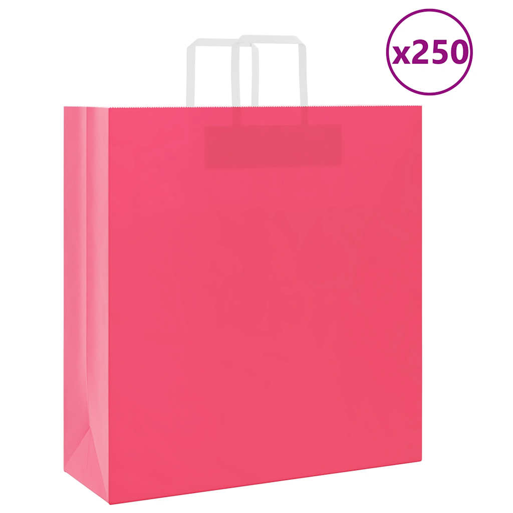 Papirnate vrećice 250 kom s ručkama ružičaste 45x17x48 cm