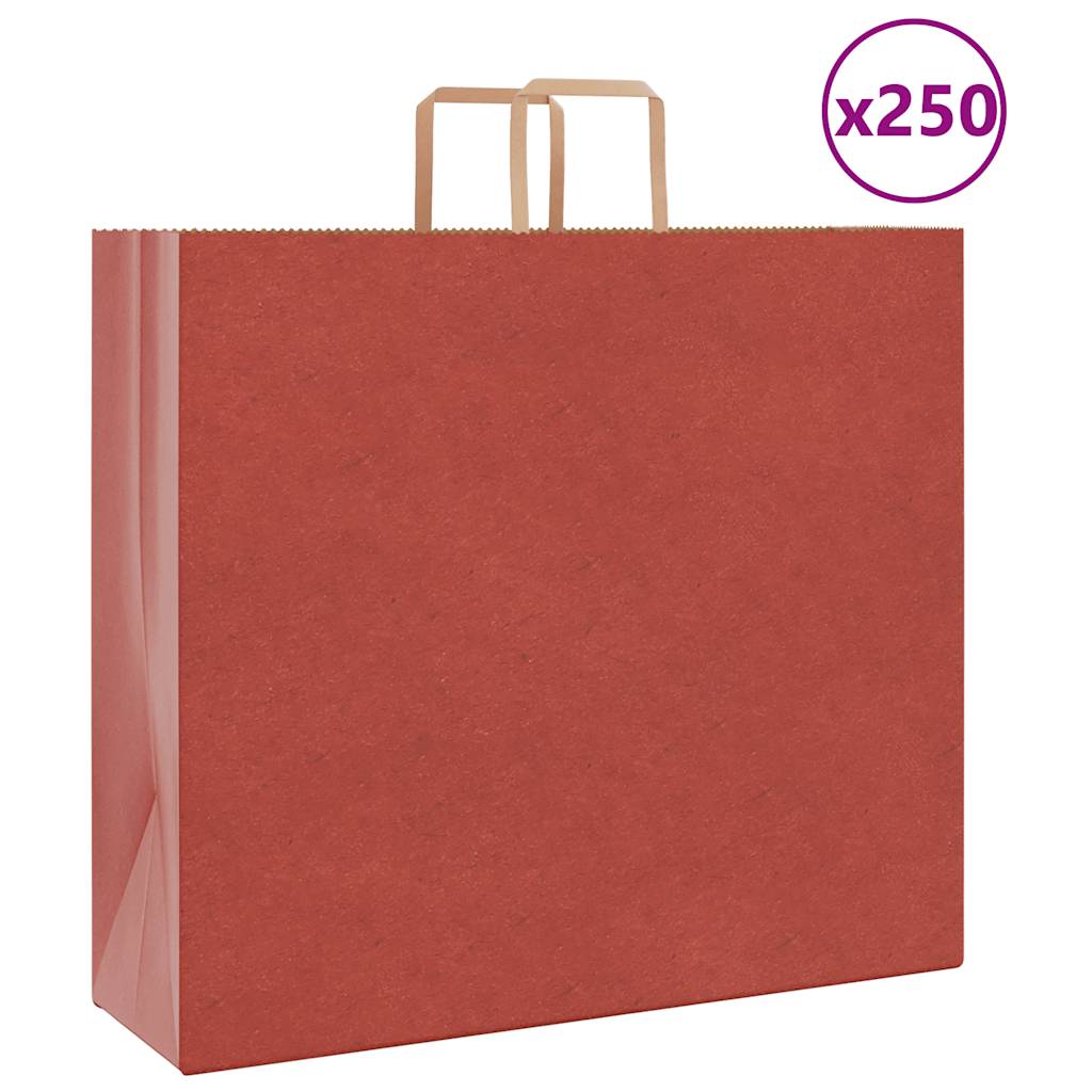 Papirnate vrećice 250 kom s ručkama crvene 54x15x49 cm
