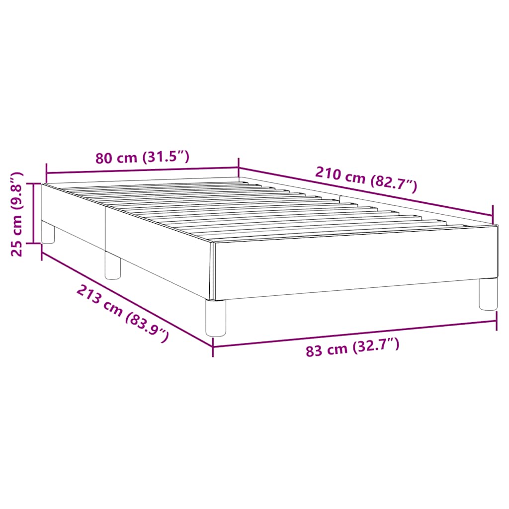 Box Spring krevet bez madraca crni 80x210 cm samt